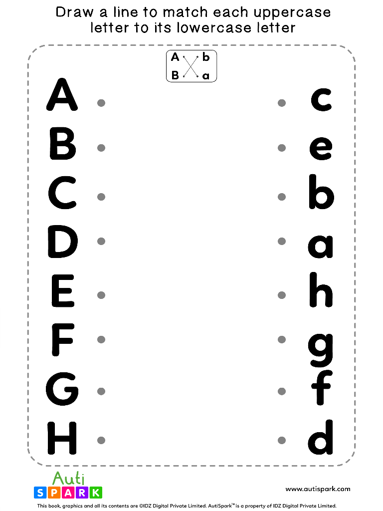 Match Uppercase To Lowercase Letters #08 - Free Matching Worksheet ...