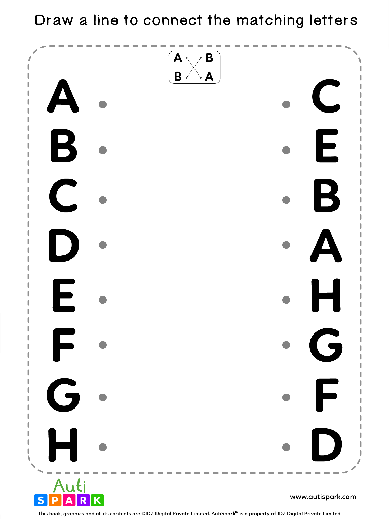 Match Uppercase Letters #08 - Free Matching Worksheet - AutiSpark